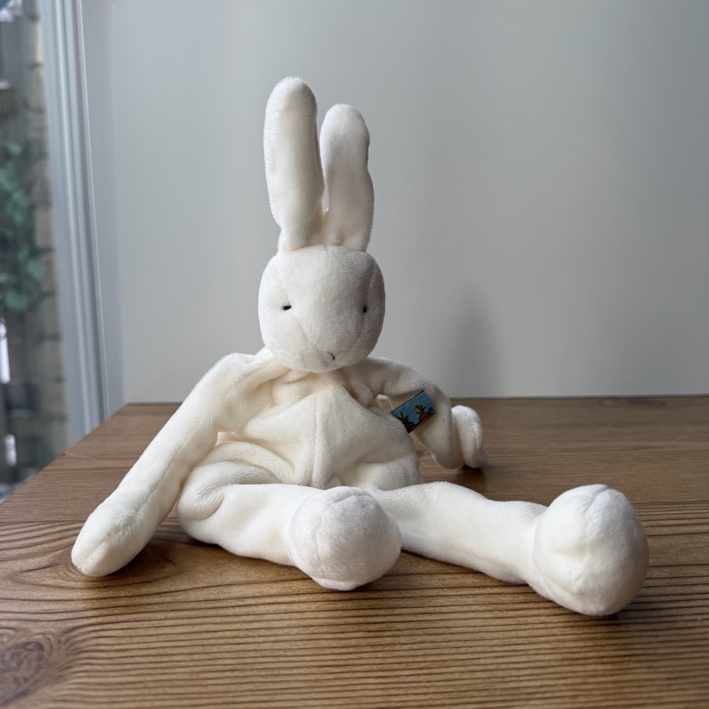 Bunnies By The Bay White/Cream Bunny Rabbit Stuffed Plush Lovey Pacifier Holder